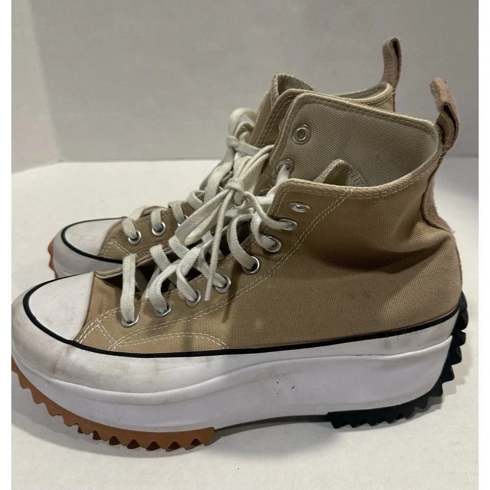 Converse Run Star Hike High Tops Chuck Taylor All Star Platform Shoes Tan 7.5